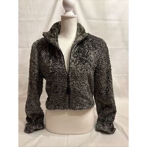 VTG Earl Rutenberg Jacket Womens‎ Small Black/White Faux Fur Zip Blazer Lined